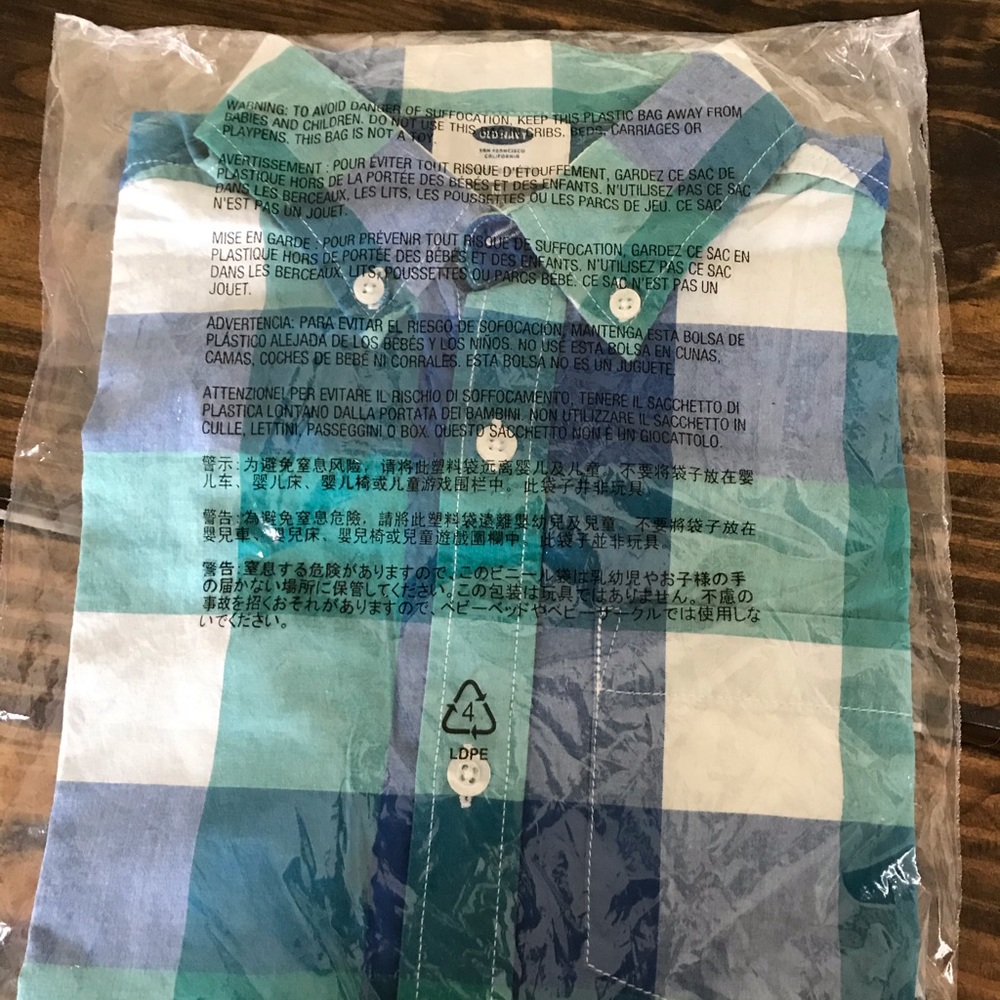 Boys dress shirt. Blue and green plaid.